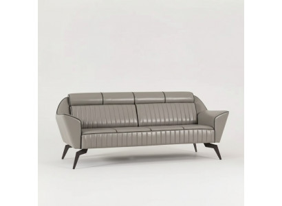 Gray leather three-seater study furniture designer wooden furniture luxury