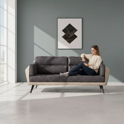Gray Luxury Three-Seater Study Room Seat Modern Office Furniture Couch