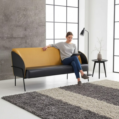Modern faux leather sofa 3-seater office textile upholstery furniture design