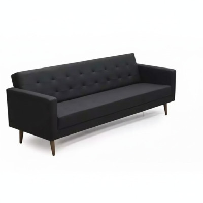 Black Sofa 3 Seater Office Textile Furniture Couch Upholstery Fabric