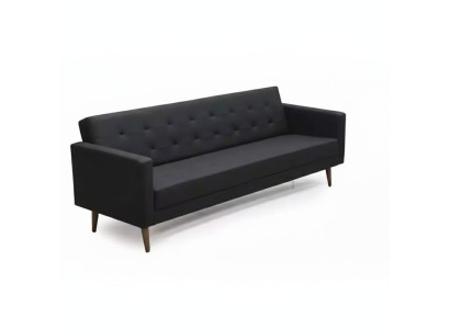 Black Sofa 3 Seater Office Textile Furniture Couch Upholstery Fabric