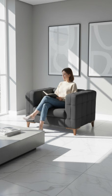 Black armchair, seat, study room, modern designer upholstered armchair, new.
