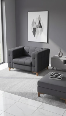 Black armchair, seat, study room, modern designer upholstered armchair, new.