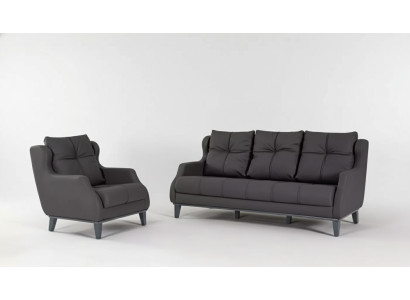 Black sofa set armchair two-seater luxury modern upholstered seat 2+1