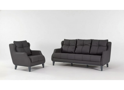 Black sofa set armchair two-seater luxury modern upholstered seat 2+1