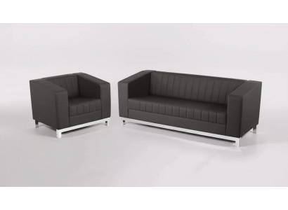 Gray luxury sofa set three-seater armchair upholstered furniture couch set 2-piece