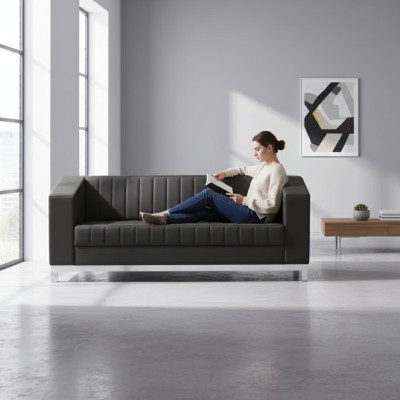 Modern black couch three-seater upholstered couch study furniture luxury