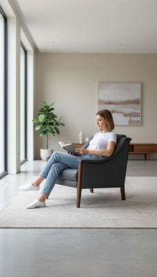Armchair study upholstered chair gray seating furniture textile modern designer