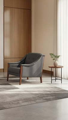 Armchair study upholstered chair gray seating furniture textile modern designer