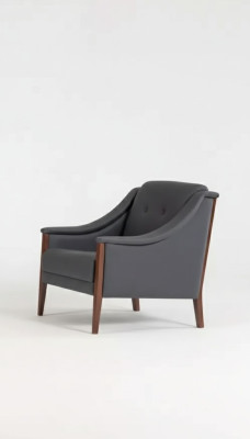 Armchair study upholstered chair gray seating furniture textile modern designer