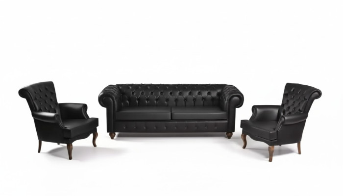 Black Chesterfield Sofa Set Complete Office Furniture Modern Furniture