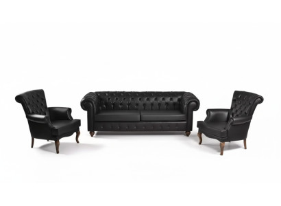Black Chesterfield Sofa Set Complete Office Furniture Modern Furniture