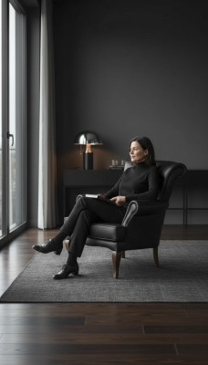 Study armchair textile furniture black seat modern designer new