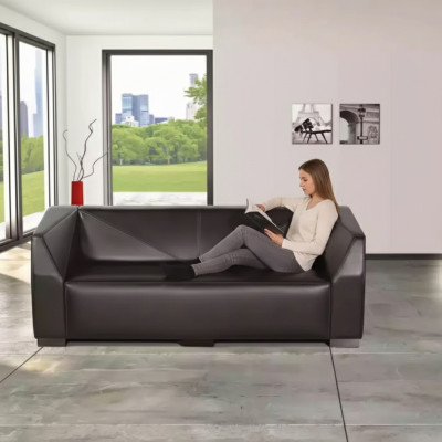 Black three-seater study furniture textile couch luxury designer sofa
