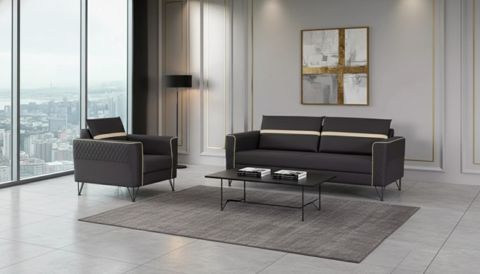 Couch suite upholstered furniture three-seater armchair designer textile furniture 2-piece set