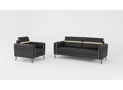 Couch suite upholstered furniture three-seater armchair designer textile furniture 2-piece set