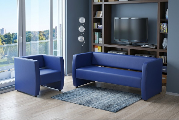 Blue complete sofa set office furniture luxury upholstered set