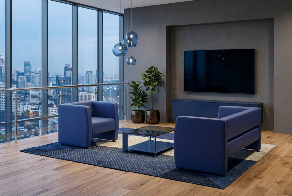 Blue complete sofa set office furniture luxury upholstered set