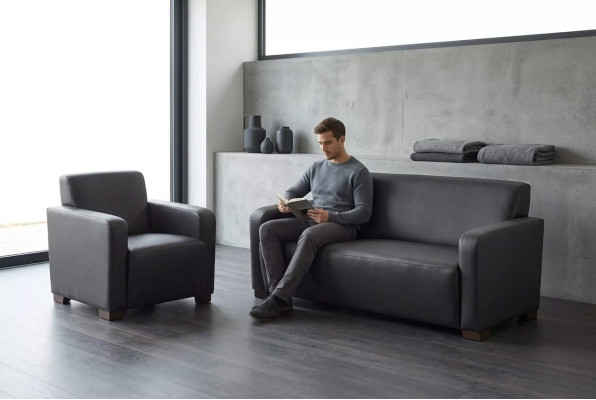 Black study room sofa set three-seater armchair modern couch