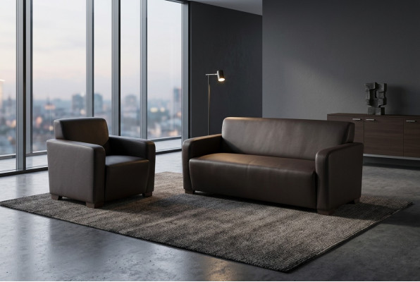 Black study room sofa set three-seater armchair modern couch