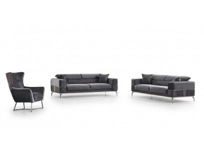 Luxury Sofa Set 331 Seating Living Room Set Gray Sofa Textile Furniture New