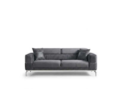 Gray Sofa 3-Seater Luxury Couch Gray Furniture Upholstery Fabric Velvet
