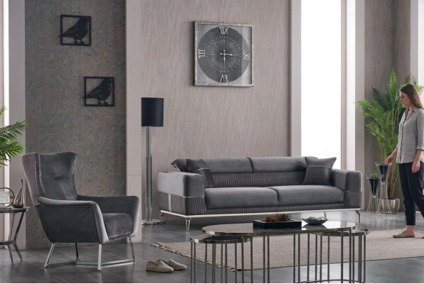 Sofa Set 2 pcs Living Room Complete Sofa Suite 3+1 Seater Upholstered Furniture Textile