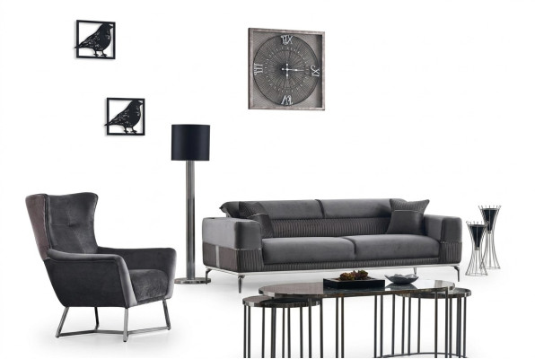 Sofa Set 2 pcs Living Room Complete Sofa Suite 3+1 Seater Upholstered Furniture Textile