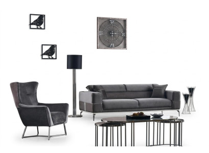 Sofa Set 2 pcs Living Room Complete Sofa Suite 3+1 Seater Upholstered Furniture Textile