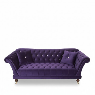 Chesterfield 3 Seater Elegant Sofas Textile Couch Luxury Blue Sofa