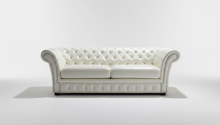 Chesterfield Sofa Luxury Three-Seater Sofas Living Room Couches White