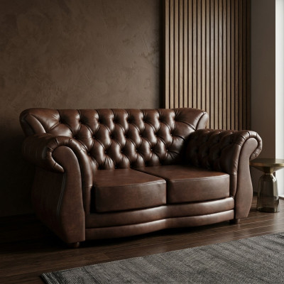 Chesterfield Sofa Luxury Couch 2-Seater Sofas Brown Leather Sofa Couches