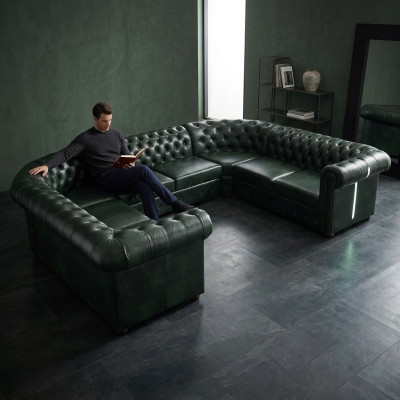 Chesterfield sectional sofa U-shape leather sofa corner sofas leather couch modern new