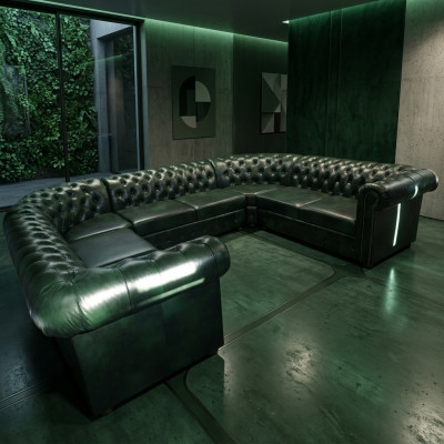 Chesterfield sectional sofa U-shape leather sofa corner sofas leather couch modern new