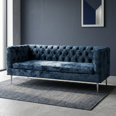 Luxury Chesterfield Sofa 3-Seater Couch Textile Modern Sofas Blue Turquoise