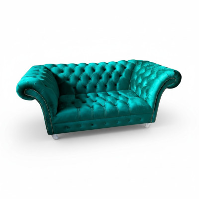 Chesterfield Luxury Sofa 2 Seater Fabric Couch Blue Sofas Green Couches