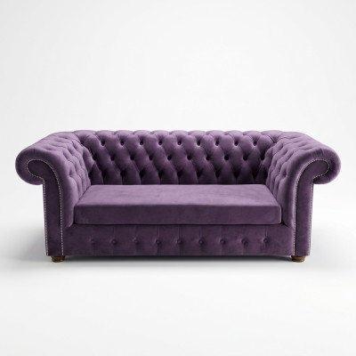 Chesterfield Sofa Three-seater Sofas Couch Upholstery Fabric Purple Couches Velvet