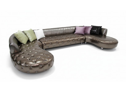 Chesterfield U-Shape Sofa Luxury Couch Living Area Gold Corner Unit