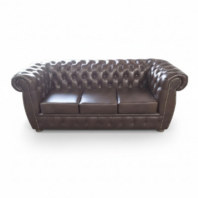 Chesterfield sofa leather sofa couch 3-seater original brown sofas