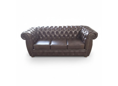 Chesterfield sofa leather sofa couch 3-seater original brown sofas