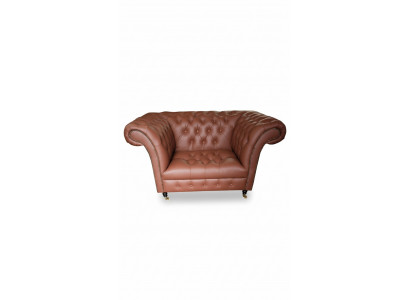 Luxury Chesterfield Armchair Leather Seat Lounge Chair Brown Modern