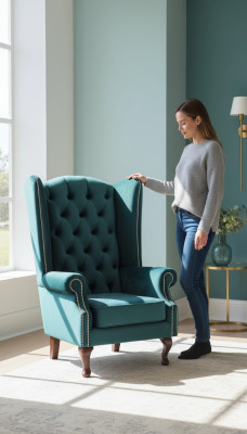 Armchair Chesterfield Velvet Single Luxury Armchair Couch Sofa