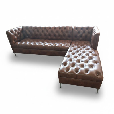 Chesterfield corner sofa L-shape leather luxury couch leather sofa corner suite