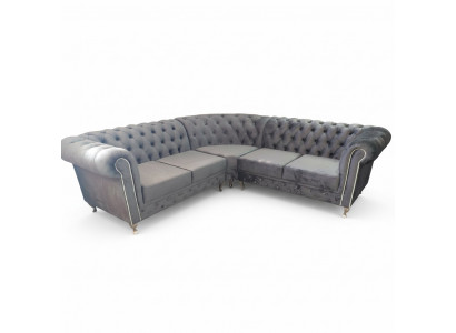 Chesterfield L-shape sectional sofa couch design upholstered fabric sofa corner couches