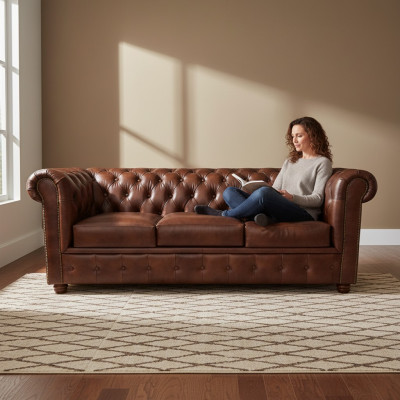 Luxury Chesterfield Sofa 3-Seater Lounge Sofas Couch 230cm Fabric
