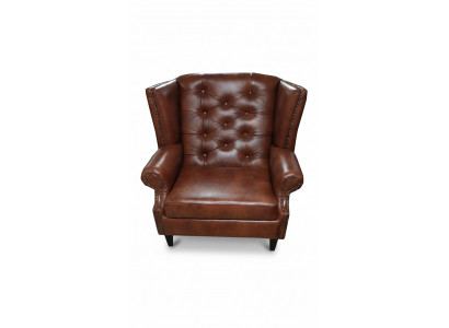 Luxury Wingback Armchair Chesterfield Chair Leather Brown Couch Modern Furniture