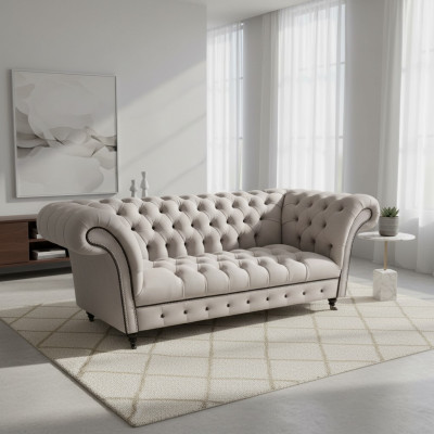 Chesterfield Sofa Three-Seater Sofas Upholstery Fabric Couches Modern