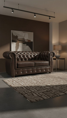 Chesterfield Sofa 2-Seater Luxury Couch Two-Seater Sofa Brown Furniture Couches