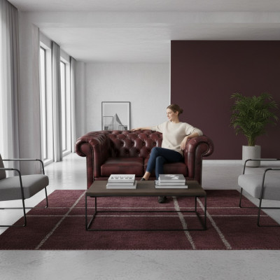 Sofa Chesterfield 2-Seater Leather Lounge Couches Sofas Brown Modern