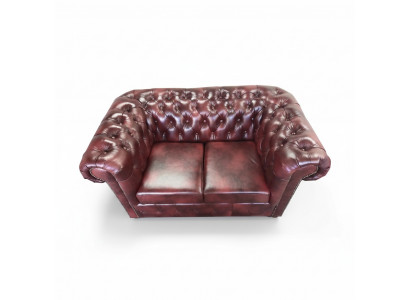 Sofa Chesterfield 2-Seater Leather Lounge Couches Sofas Brown Modern